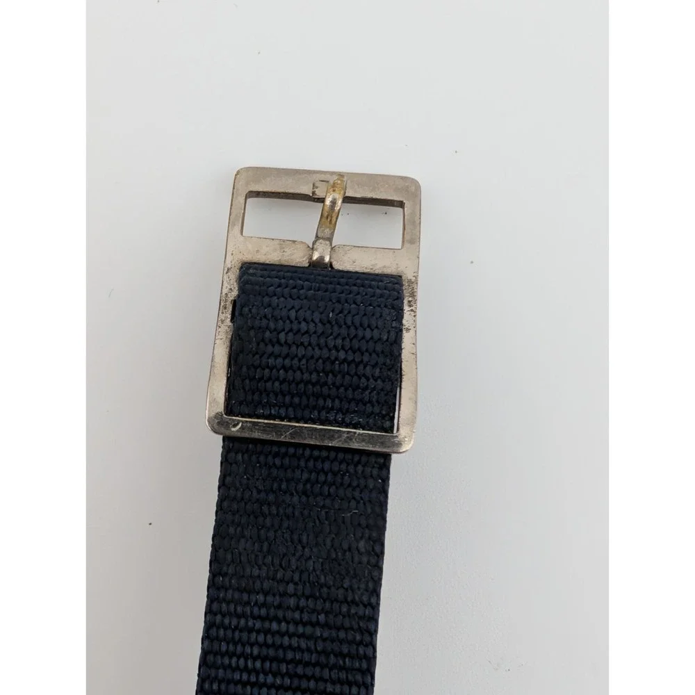 Rare Vintage Bulova Quartz Watch Women Silver 23mm Case Canvas Band- New Battery